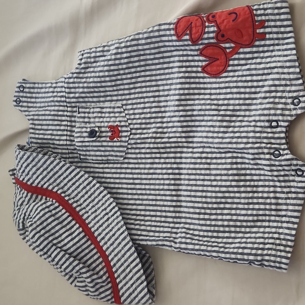 Boys Crab Romper and Hat Set